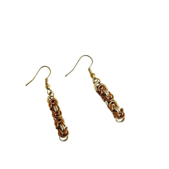 Silver and gold tone chain drop earrings - Picture 5 of 6